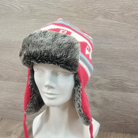 Earflaps Winter Hat Ear Cover Unisex Warm Fur Lining Beanie Aviator Cap Gray/Red - Picture 4 of 16